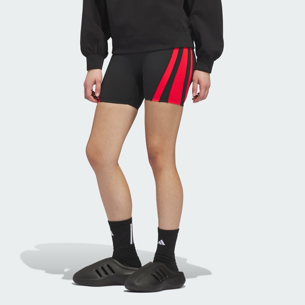 New Adidas Basketball Biker Shorts 6” Womens Black Pure Ruby - Size 2XL